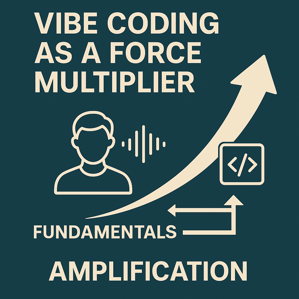 Infographic pyramid showing fundamentals base and AI amplification layer