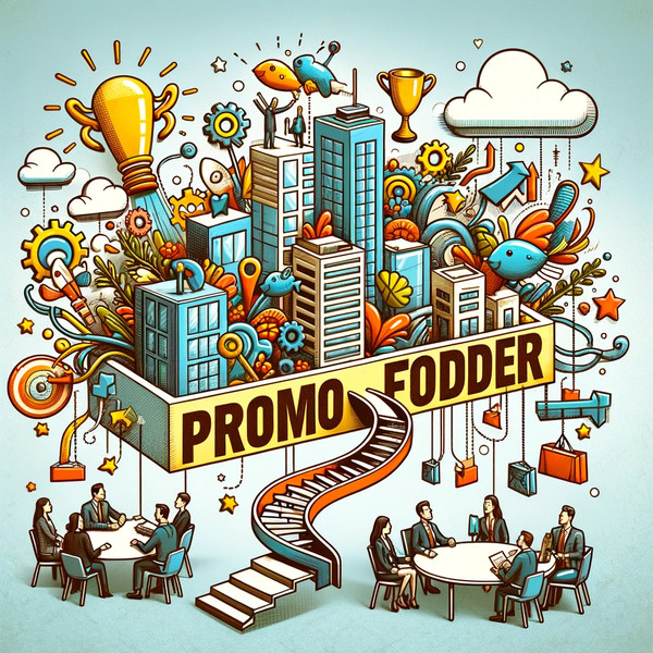 Corporate elements and symbols of ambition in a whimsical mix